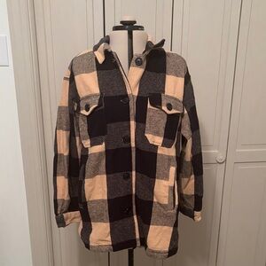 Lucky Brand Black and Tan Checkered Shacket